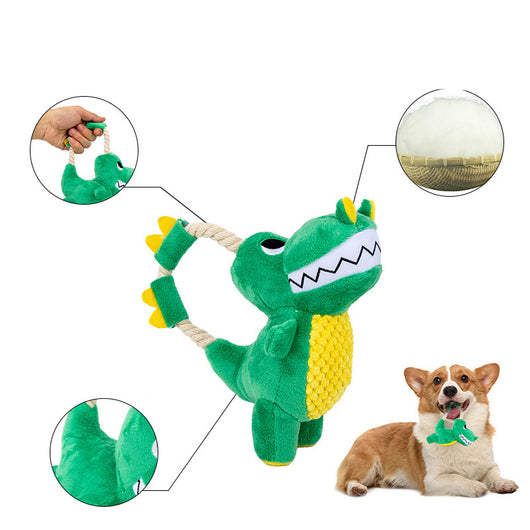 Juguete Masticable para Perros con Sonido - Dinosaurio Peluche Interactivo - Image 4