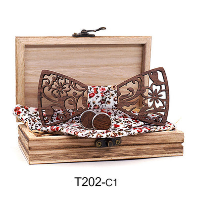 Set de Gemelos y Corbatín de Madera Calada - Image 11