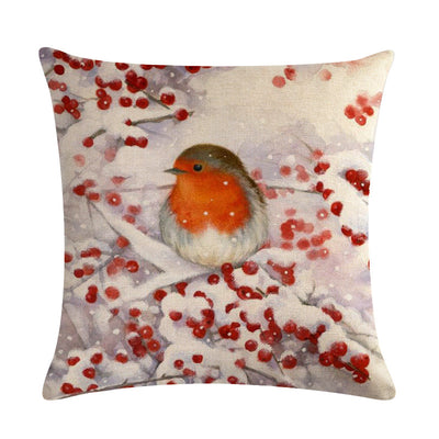 Funda de Almohada Lino Serie Pájaro Rojo Bendición Navideña - Image 25