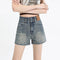 Short Denim Ajustado Cintura Alta Efecto Reductor Retro Vintage