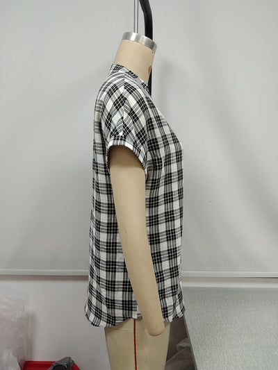 Camisa Casual de Cuadros con Cuello en V - Image 14