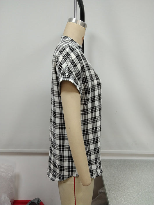 Camisa Casual de Cuadros con Cuello en V - Image 14