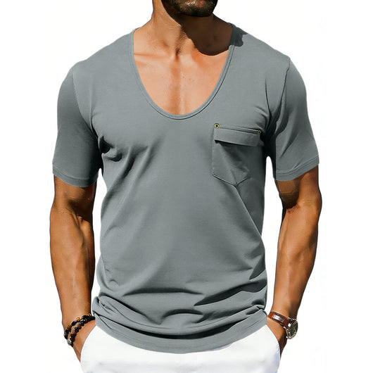 Playera Holgada Casual para Hombre con Cuello Amplio y Mangas Cortas - Image 10
