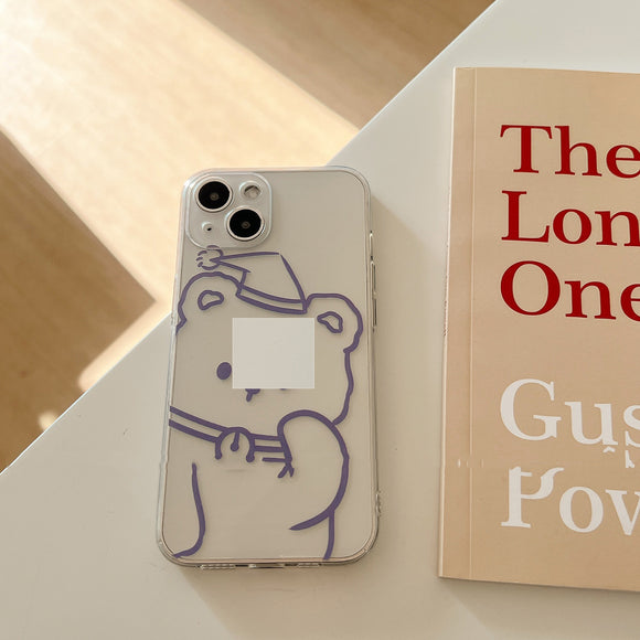 Funda Transparente para Móvil con Oso Kawaii - Protección Anticalda Ultrafina