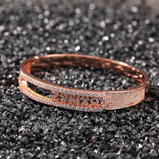 Pulsera de Letras con Incrustaciones de Cobre y Circón de 11MM - Image 29