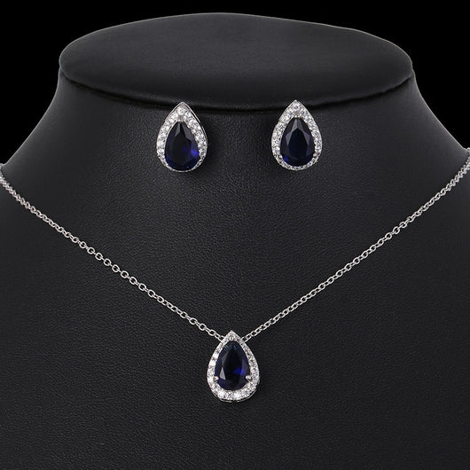 Conjunto de Aretes y Collar con Circonitas en Forma de Gota - Image 8