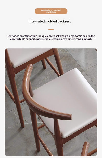 Taburete Minimalista Nórdico en Madera Maciza con Detalles en Cuerno - Image 25