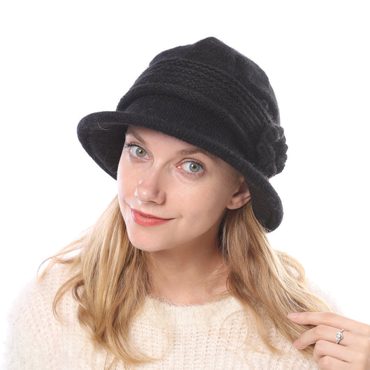 Gorro Tejido Grueso para Mujer con Flor - Abrigo Elegante y Cálido - Image 9