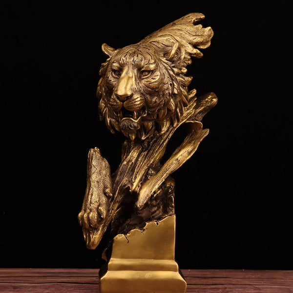 Ornamento de Cobre Puro Tigre del Zodiaco Chino - Decoración Moderna para el Hogar