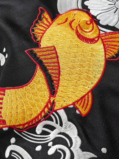 Chaqueta Bordada Premium Carpa Koi Saltando la Puerta del Dragón - Image 10