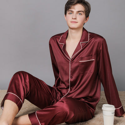 Pijama de Seda para Parejas Primavera Otoño - Image 19