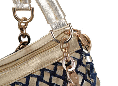 Bolso Bandolera Canvas Cuadrado con Tachuelas de Diamante Tejido - Image 8