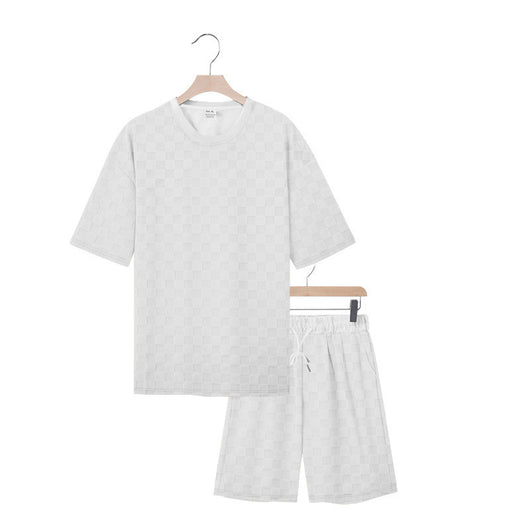 Conjunto de Playera y Shorts Casuales a Cuadros para Hombre - Image 24