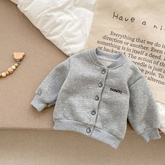Cardigan Infantil con Forro Polar y Bordado de Letras - Image 4