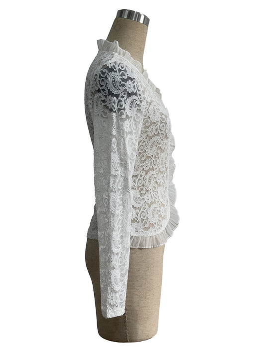 Blusa Elegante de Encaje Paisley con Volantes de Diseño Europeo - Image 9