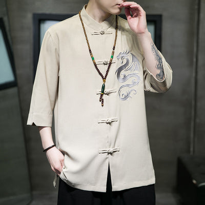 Camisa Hanfu Oversized de Seda Helada con Botones de Rana - Estilo Tradicional Moderno - Image 4