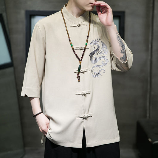 Camisa Hanfu Oversized de Seda Helada con Botones de Rana - Estilo Tradicional Moderno - Image 4