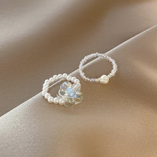 Anillo Elástico de Perla Hada con Cuerda Ajustable - Set de 2 Piezas - Image 3