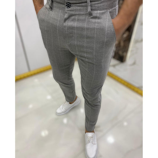 Pantalones Casuales con Rayas Punteadas y Puño Ajustado - Image 2