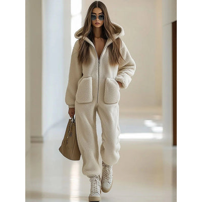 Jumpsuit Holgado de Felpa con Capucha y Bolsillos - Image 2