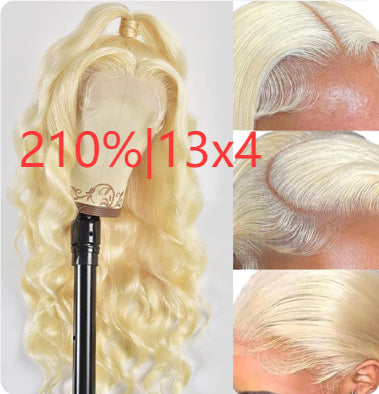 Peluca Sintética Ondas Grandes Encaje Frontal Tejido a Mano Cabello Largo Dorado - Image 6