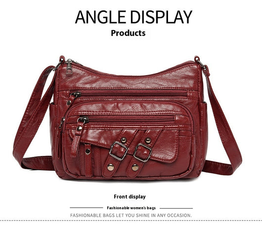 Bolso Mensajero de Cuero con Múltiples Compartimentos y Bolsillos - Image 18