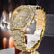 Reloj de Negocios Dorado para Hombre con Diamantes, Esfera Luminosa y Resistencia al Agua