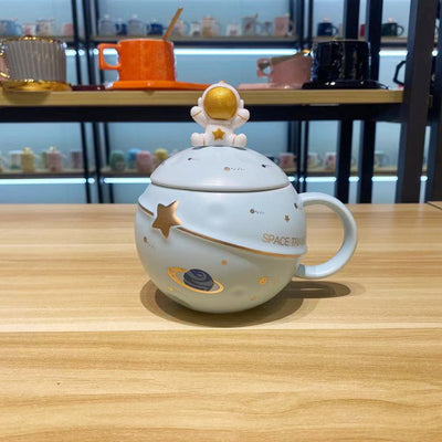 Taza Cerámica Astronauta con Tapa y Cuchara - Diseño Planeta - Image 19