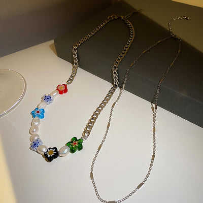 Collar de Perlas de Agua Dulce con Flores Coloridas - Image 7