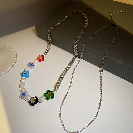 Collar de Perlas de Agua Dulce con Flores Coloridas - Image 7