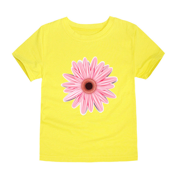 Camiseta de Algodón Estampada para Niños y Niñas - Diseño Floral Verano