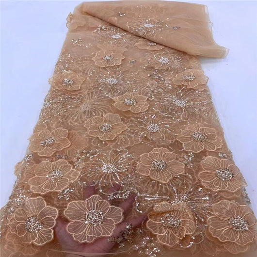 Tela de Malla Bordada 3D con Lentejuelas y Cuentas - Image 25