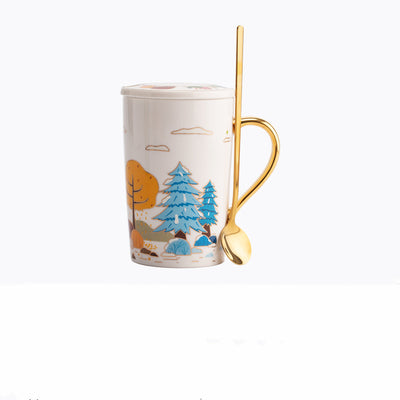 Taza de Café de Cerámica con Tapa y Cuchara - Image 14