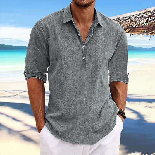 Camisa Holgada de Cáñamo y Algodón para Hombre - Talla Grande - Image 3