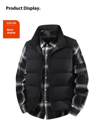 Chaleco Abrigo Suelto Cálido para Hombre Talla Grande con Cuello de Pie - Image 20