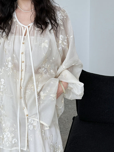 Vestido Camisero Bordado Estilo Chino Midi - Image 11
