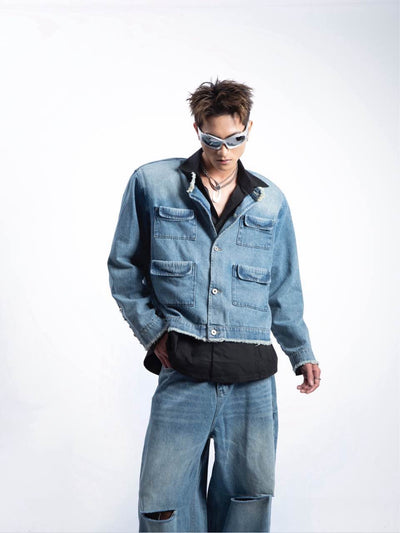 Chaqueta Denim Retro Degradado Estilo Americano para Hombre - Image 15