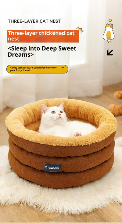 Cama Redonda para Mascotas Acolchada Invierno Tamaño Grande - Image 7
