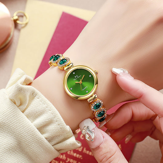 Reloj de Pulsera Elegante para Mujer con Dial Redondo y Diamantes