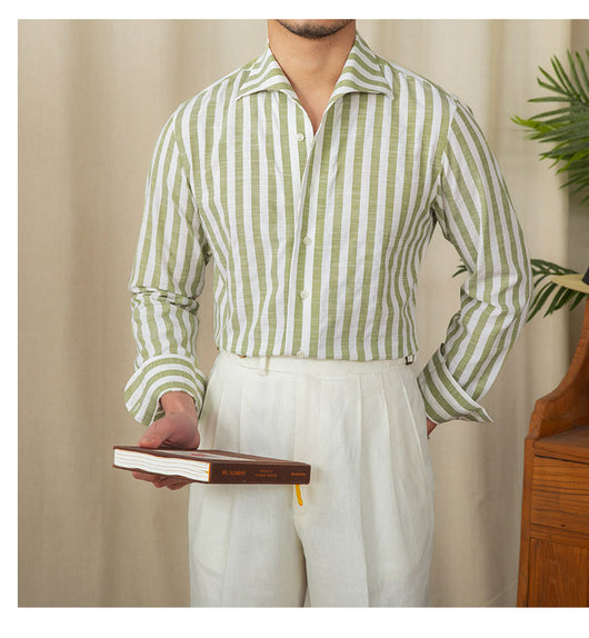 Camisa de Algodón a Rayas para Hombre - Estilo Ejecutivo Casual - Image 14