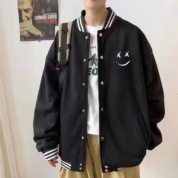 Jaqueta de Beisebol Solta Estilo Hong Kong - Casaco de Outono Inverno da Moda
