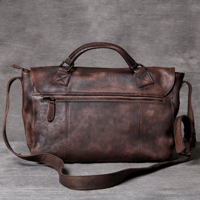 Bolsa Mensajero de Cuero Vacuno Envejecido - Estilo Retro Vintage - Image 5