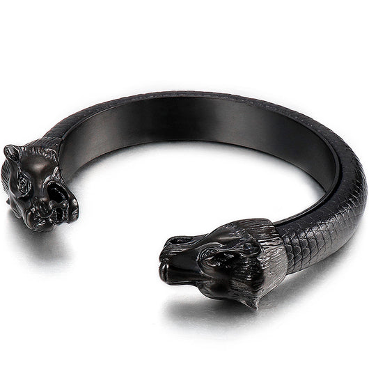 Pulsera de Acero Inoxidable Estilo Punk con Doble León - Image 8