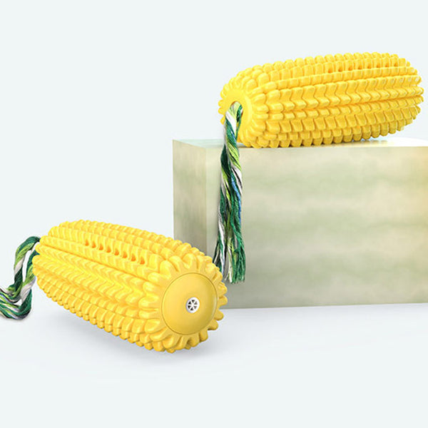 Juguete Mordedor Resistente Forma de Elote con Sonido para Mascotas