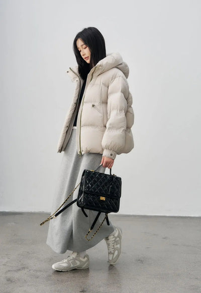 Chaqueta Corta con Capucha de Algodón Cálida para Mujer - Image 15