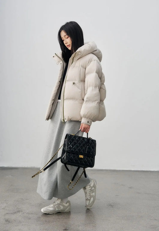 Chaqueta Corta con Capucha de Algodón Cálida para Mujer - Image 15