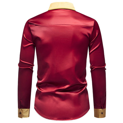 Camisa Manga Larga Satinada Bicolor para Hombre - Image 23
