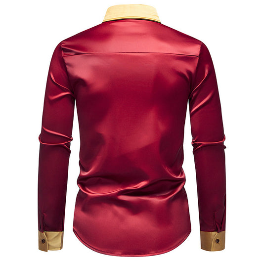 Camisa Manga Larga Satinada Bicolor para Hombre - Image 23