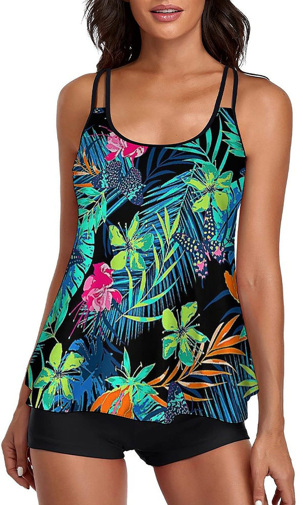 Traje de Baño Tipo Short para Mujer Talla Grande con Corte Dividido
