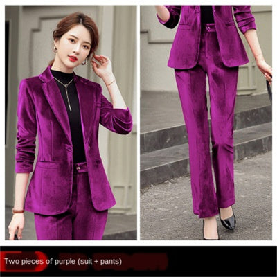 Blazer Ejecutivo Terciopelo Dorado para Mujer - Image 6